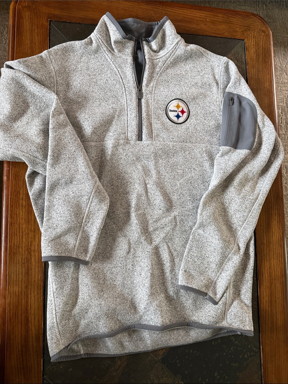 Antigua Light Gray Half-Zip Pullover with Team Patch